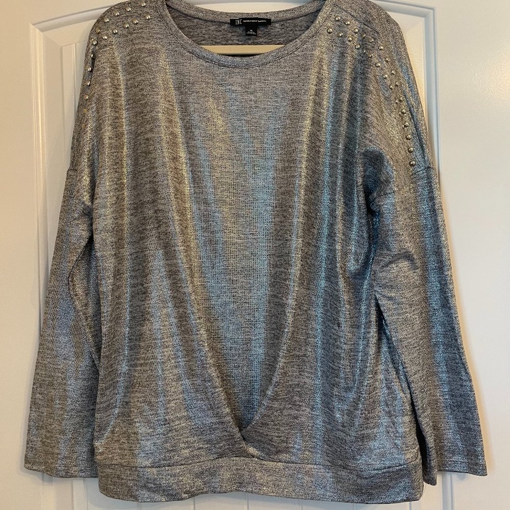 INC International Concepts Women's Silver Pullover with Embellishments Size XL